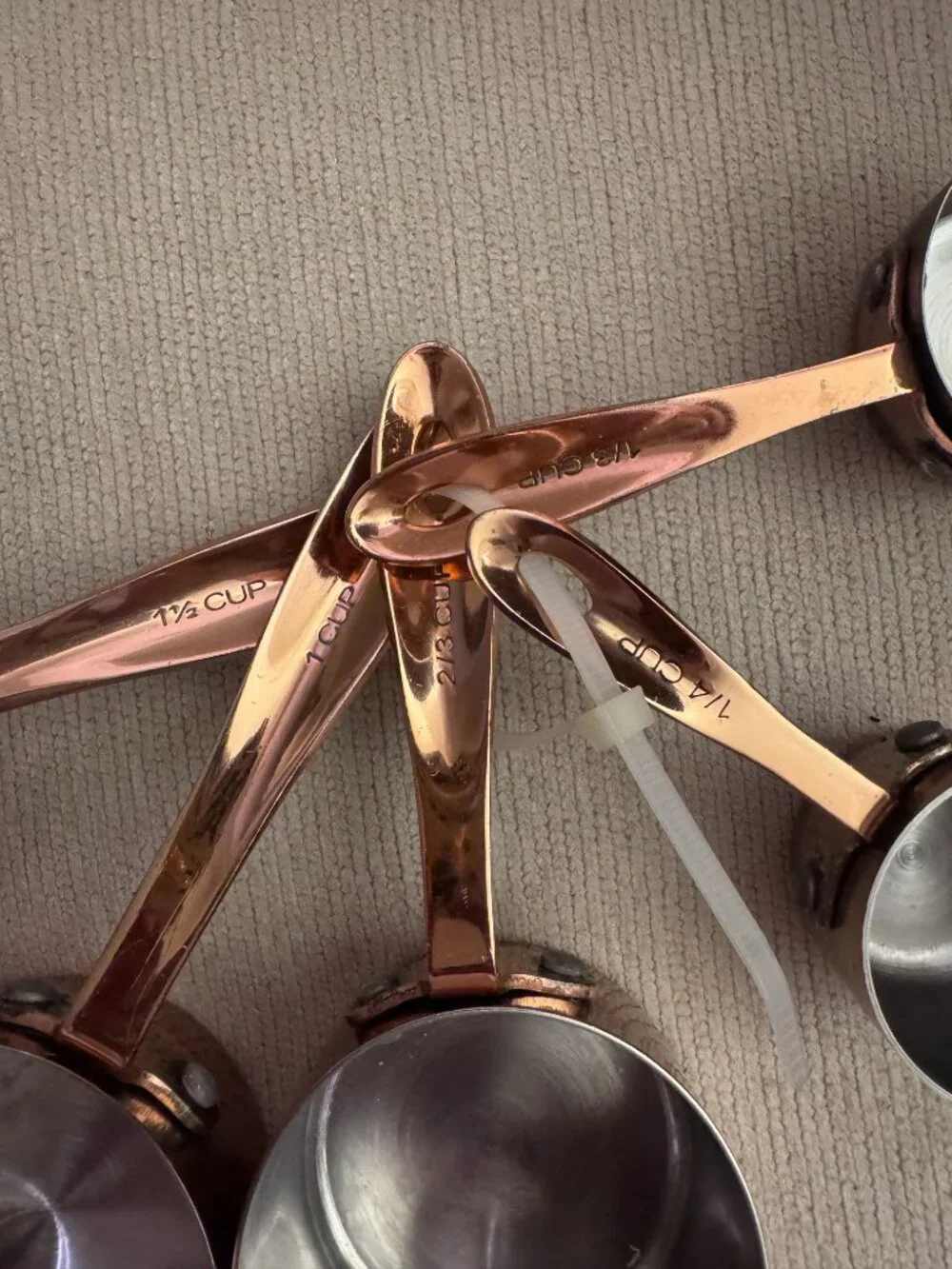 Heavy duty copper measuring cups